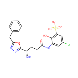 N[C@@H](CCC(=O)Nc1cc(Cl)cc(S(=O)(=O)O)c1O)c1nnc(Cc2ccccc2)o1 ZINC000214211026