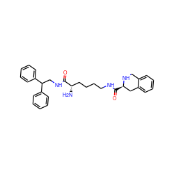 N[C@@H](CCCCNC(=O)[C@@H]1Cc2ccccc2CN1)C(=O)NCC(c1ccccc1)c1ccccc1 ZINC000653729198