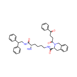 N[C@@H](CCCCNC(=O)[C@@H]1Cc2ccccc2CN1C(=O)CCC(=O)c1ccccc1)C(=O)NCC(c1ccccc1)c1ccccc1 ZINC000653729242