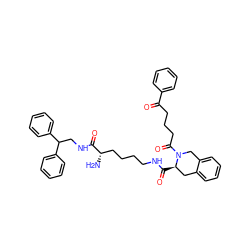 N[C@@H](CCCCNC(=O)[C@@H]1Cc2ccccc2CN1C(=O)CCCC(=O)c1ccccc1)C(=O)NCC(c1ccccc1)c1ccccc1 ZINC000653729248