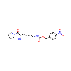 N[C@@H](CCCCNC(=O)OCc1ccc([N+](=O)[O-])cc1)C(=O)N1CCCC1 ZINC000008076607