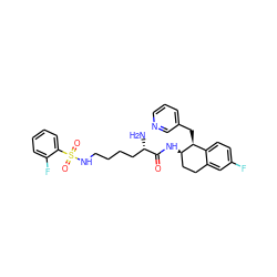 N[C@@H](CCCCNS(=O)(=O)c1ccccc1F)C(=O)N[C@@H]1CCc2cc(F)ccc2[C@@H]1Cc1cccnc1 ZINC000003933526