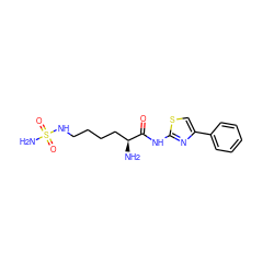 N[C@@H](CCCCNS(N)(=O)=O)C(=O)Nc1nc(-c2ccccc2)cs1 ZINC000040914005