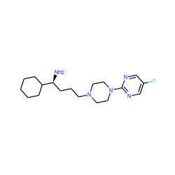 N[C@@H](CCCN1CCN(c2ncc(F)cn2)CC1)C1CCCCC1 ZINC000029569587