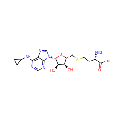 N[C@@H](CCSC[C@H]1O[C@@H](n2cnc3c(NC4CC4)ncnc32)[C@H](O)[C@@H]1O)C(=O)O ZINC000095553770