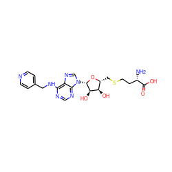 N[C@@H](CCSC[C@H]1O[C@@H](n2cnc3c(NCc4ccncc4)ncnc32)[C@H](O)[C@@H]1O)C(=O)O ZINC000052565891