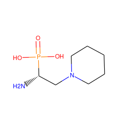 N[C@@H](CN1CCCCC1)P(=O)(O)O ZINC000653864190