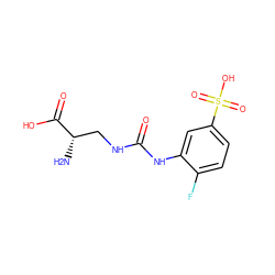 N[C@@H](CNC(=O)Nc1cc(S(=O)(=O)O)ccc1F)C(=O)O ZINC000149323550