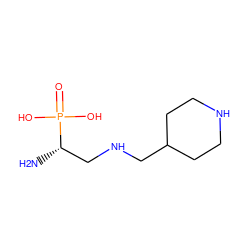 N[C@@H](CNCC1CCNCC1)P(=O)(O)O ZINC000653916042