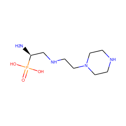 N[C@@H](CNCCN1CCNCC1)P(=O)(O)O ZINC000653882392