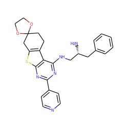 N[C@@H](CNc1nc(-c2ccncc2)nc2sc3c(c12)CCC1(C3)OCCO1)Cc1ccccc1 ZINC000653668904