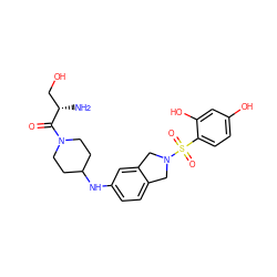 N[C@@H](CO)C(=O)N1CCC(Nc2ccc3c(c2)CN(S(=O)(=O)c2ccc(O)cc2O)C3)CC1 ZINC001772632247