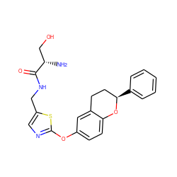 N[C@@H](CO)C(=O)NCc1cnc(Oc2ccc3c(c2)CC[C@@H](c2ccccc2)O3)s1 ZINC000145465699