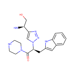 N[C@@H](CO)c1cn([C@@H](Cc2cc3ccccc3[nH]2)C(=O)N2CCNCC2)nn1 ZINC000013478078