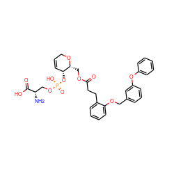 N[C@@H](CO[P@](=O)(O)O[C@@H]1C=CCO[C@@H]1COC(=O)CCc1ccccc1OCc1cccc(Oc2ccccc2)c1)C(=O)O ZINC000220956451