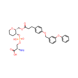 N[C@@H](CO[P@](=O)(O)O[C@@H]1CCCO[C@@H]1COC(=O)CCc1ccc(OCc2cccc(Oc3ccccc3)c2)cc1)C(=O)O ZINC000653884745