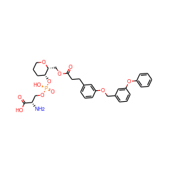 N[C@@H](CO[P@](=O)(O)O[C@@H]1CCCO[C@@H]1COC(=O)CCc1cccc(OCc2cccc(Oc3ccccc3)c2)c1)C(=O)O ZINC000653893464