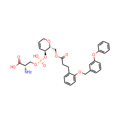 N[C@@H](CO[P@](=O)(O)O[C@H]1C=CCO[C@@H]1COC(=O)CCc1ccccc1OCc1cccc(Oc2ccccc2)c1)C(=O)O ZINC000220956584