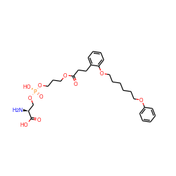 N[C@@H](CO[P@](=O)(O)OCCCOC(=O)CCc1ccccc1OCCCCCCOc1ccccc1)C(=O)O ZINC001772592895