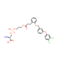 N[C@@H](CO[P@](=O)(O)OCCCOC(=O)CCc1ccccc1OCc1cccc(Oc2ccc(Cl)c(Cl)c2)c1)C(=O)O ZINC001772590528