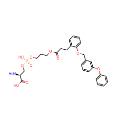 N[C@@H](CO[P@](=O)(O)OCCCOC(=O)CCc1ccccc1OCc1cccc(Oc2ccccc2)c1)C(=O)O ZINC001772613243