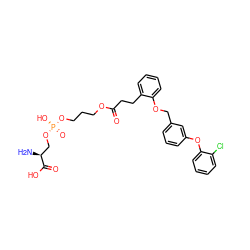 N[C@@H](CO[P@](=O)(O)OCCCOC(=O)CCc1ccccc1OCc1cccc(Oc2ccccc2Cl)c1)C(=O)O ZINC001772620678