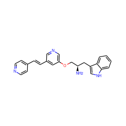 N[C@@H](COc1cncc(/C=C/c2ccncc2)c1)Cc1c[nH]c2ccccc12 ZINC000014957636