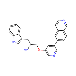 N[C@@H](COc1cncc(-c2ccc3cnccc3c2)c1)Cc1c[nH]c2ccccc12 ZINC000014957572