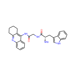 N[C@@H](Cc1c[nH]c2ccccc12)C(=O)NCC(=O)Nc1c2c(nc3ccccc13)CCCC2 ZINC000040953071