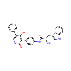 N[C@@H](Cc1c[nH]c2ccccc12)C(=O)Nc1ccc(-c2c(O)c(-c3ccccc3)c[nH]c2=O)cc1 ZINC000169348225