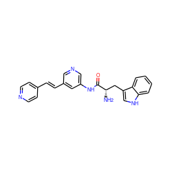 N[C@@H](Cc1c[nH]c2ccccc12)C(=O)Nc1cncc(/C=C/c2ccncc2)c1 ZINC000014957689