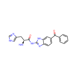 N[C@@H](Cc1c[nH]cn1)C(=O)Nc1nc2ccc(C(=O)c3ccccc3)cc2[nH]1 ZINC000084688707