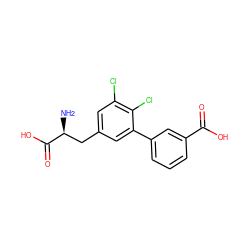 N[C@@H](Cc1cc(Cl)c(Cl)c(-c2cccc(C(=O)O)c2)c1)C(=O)O ZINC000045340391