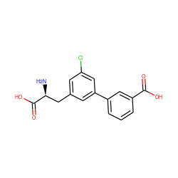 N[C@@H](Cc1cc(Cl)cc(-c2cccc(C(=O)O)c2)c1)C(=O)O ZINC001772639312