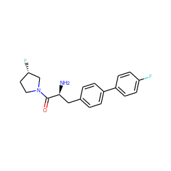 N[C@@H](Cc1ccc(-c2ccc(F)cc2)cc1)C(=O)N1CC[C@H](F)C1 ZINC000014947739