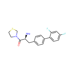 N[C@@H](Cc1ccc(-c2ccc(F)cc2F)cc1)C(=O)N1CCSC1 ZINC000014947645