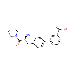 N[C@@H](Cc1ccc(-c2cccc(C(=O)O)c2)cc1)C(=O)N1CCSC1 ZINC000014947640