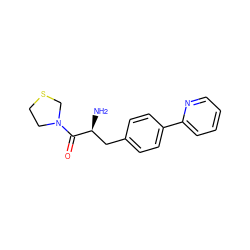 N[C@@H](Cc1ccc(-c2ccccn2)cc1)C(=O)N1CCSC1 ZINC000014947637