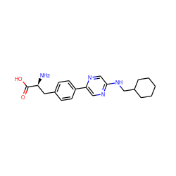 N[C@@H](Cc1ccc(-c2cnc(NCC3CCCCC3)cn2)cc1)C(=O)O ZINC000040863695