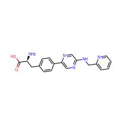 N[C@@H](Cc1ccc(-c2cnc(NCc3ccccn3)cn2)cc1)C(=O)O ZINC000040801652