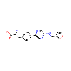 N[C@@H](Cc1ccc(-c2cnc(NCc3ccoc3)cn2)cc1)C(=O)O ZINC000040863697