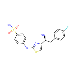 N[C@@H](Cc1ccc(F)cc1)c1csc(Nc2ccc(S(N)(=O)=O)cc2)n1 ZINC000061926894