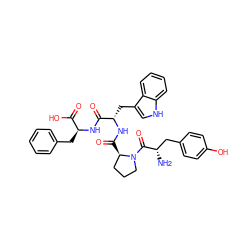 N[C@@H](Cc1ccc(O)cc1)C(=O)N1CCC[C@H]1C(=O)N[C@@H](Cc1c[nH]c2ccccc12)C(=O)N[C@@H](Cc1ccccc1)C(=O)O ZINC000199868420