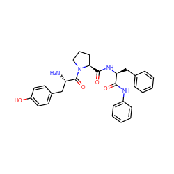 N[C@@H](Cc1ccc(O)cc1)C(=O)N1CCC[C@H]1C(=O)N[C@@H](Cc1ccccc1)C(=O)Nc1ccccc1 ZINC000013580776