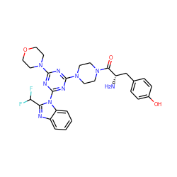 N[C@@H](Cc1ccc(O)cc1)C(=O)N1CCN(c2nc(N3CCOCC3)nc(-n3c(C(F)F)nc4ccccc43)n2)CC1 ZINC000095584058