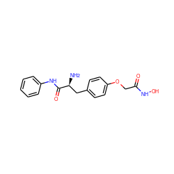 N[C@@H](Cc1ccc(OCC(=O)NO)cc1)C(=O)Nc1ccccc1 ZINC000072104734