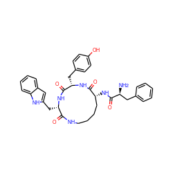 N[C@@H](Cc1ccccc1)C(=O)N[C@@H]1CCCCNC(=O)[C@H](Cc2cc3ccccc3[nH]2)NC(=O)[C@H](Cc2ccc(O)cc2)NC1=O ZINC000096904234