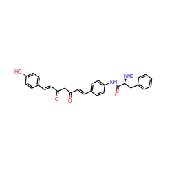 N[C@@H](Cc1ccccc1)C(=O)Nc1ccc(/C=C/C(=O)CC(=O)/C=C/c2ccc(O)cc2)cc1 ZINC000168165161