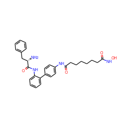 N[C@@H](Cc1ccccc1)C(=O)Nc1ccccc1-c1ccc(NC(=O)CCCCCCC(=O)NO)cc1 ZINC000028655621