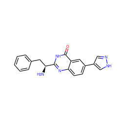 N[C@@H](Cc1ccccc1)c1nc2ccc(-c3cn[nH]c3)cc2c(=O)[nH]1 ZINC000095589742
